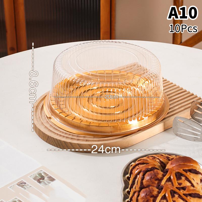 10Pcs Transparent Cake Box Set 4 6 8 10 Inch Reusable Round Birthday Wedding Bakery Container for Pastries and Sweets
