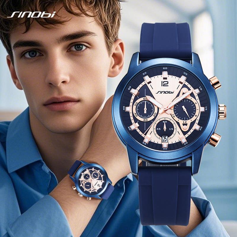 Men'S Watch Premium Sense Multi-Functional Waterproof Silicone Tape Quartz Watch High-End Men'S Watch Men'S
