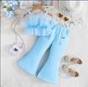 Girls' Fashion Set: Summer Children's Solid-Color Tank Top with Tulle + Flared Pants Set