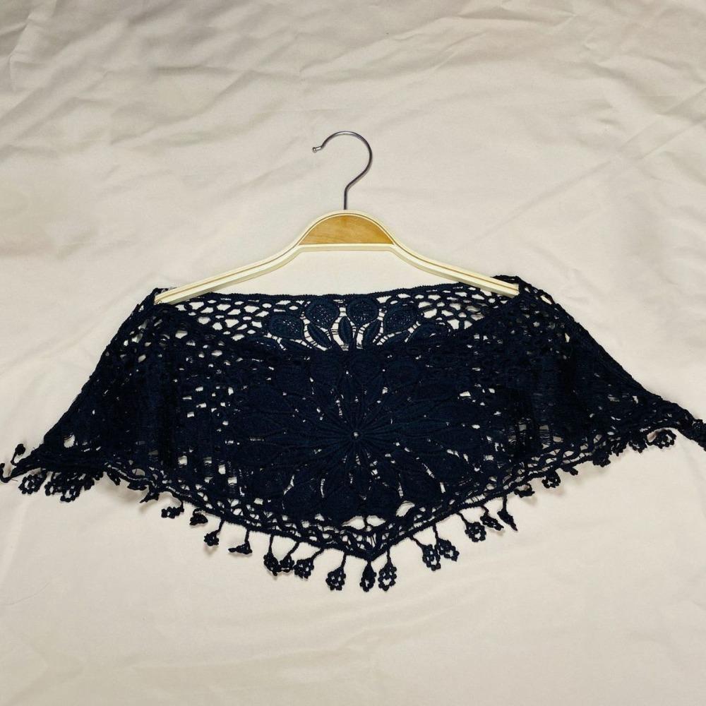 Hollow Out Lace Shawl Poncho Elegant Lace Neckline Shirt Cover Lace Cover Up Tops Daily