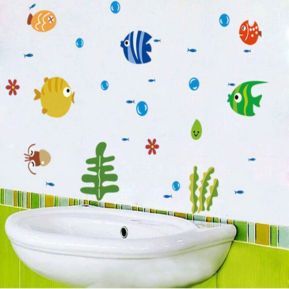 

Bathroom Decor Cartoon Decal Baby Room for Kid s Room Home Decor Fish Decoration Wall Stickers