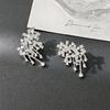 Vintage  Firework Stud Earrings For Women Elegant Double Row Imitation Pearl Earring Girl Party Wedding Jewelry