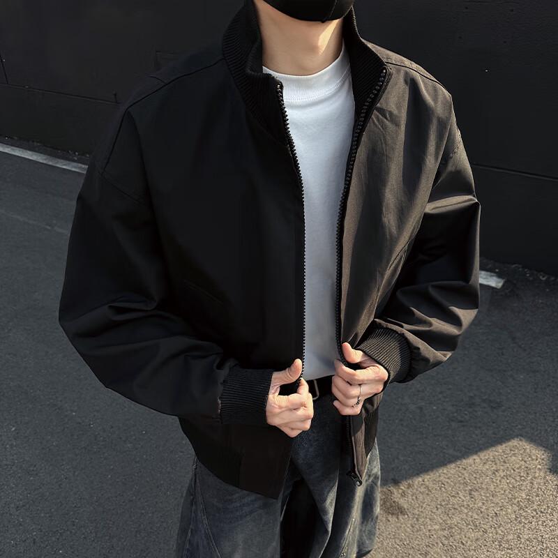 Homlean Men's Retro Stand Collar Flight Bomber Jacket HJ32