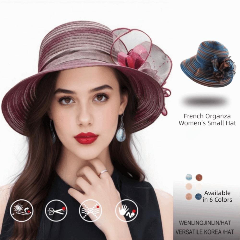 Panama Hat Flower Sunshade Fisherman Cap Lace Wide Brim Women Sun Hat Organza Thin Sun Protection Hat Summer