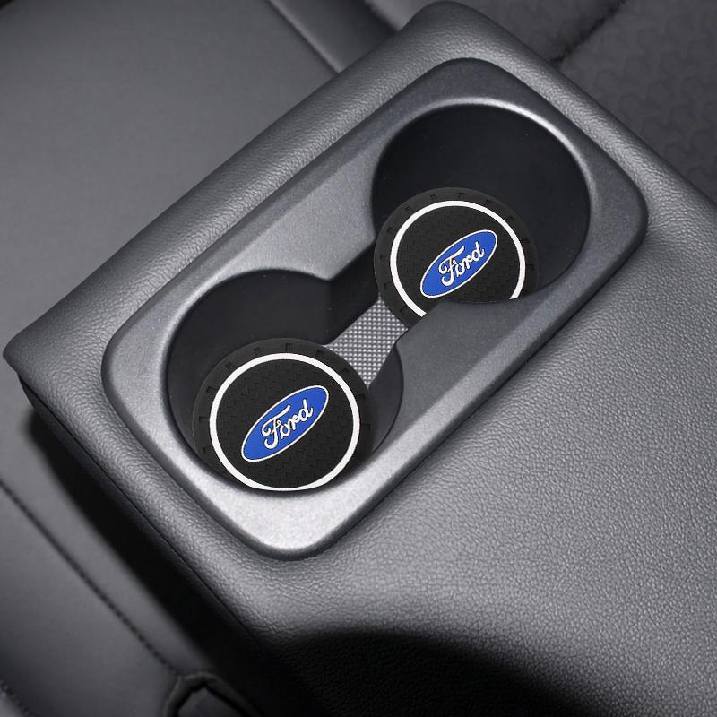 PVC Car Coasters Water Cup Slots Non-Slip Mat Water Cup Pad For Ford Fiesta Mondeo Fusion Escape Shelby Edge Kuga MK6 Accessorie CVX1