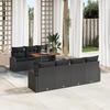 VidaXL 8-Piece Garden Dining Set with Black Poly Rattan and Acacia Cushions 3349547