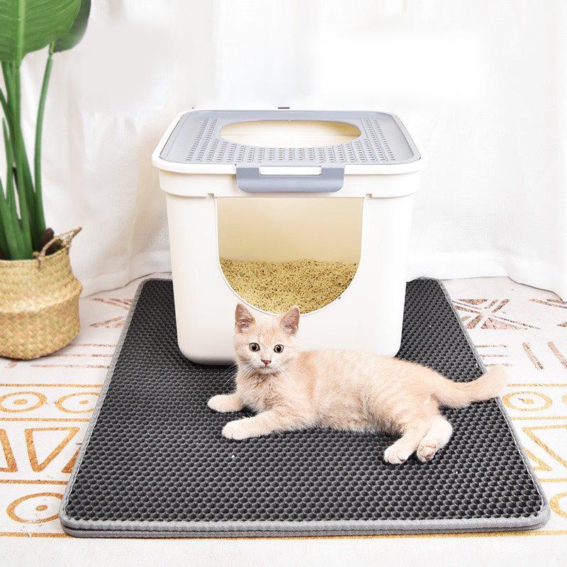 Extra Large Double-Layer Cat Litter Mat - Anti-Tracking, Anti-Splash, Sand Control for Pets