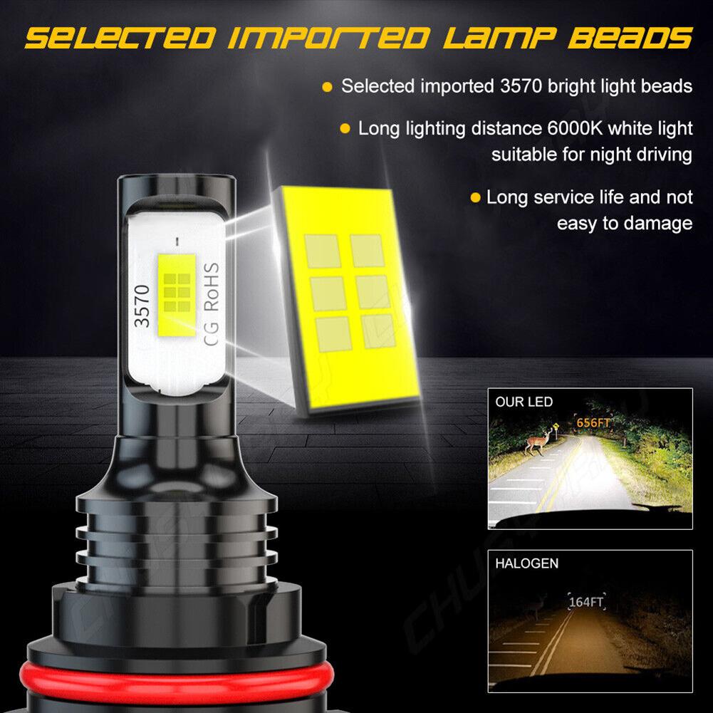 2pcs 9007 HB5 CSP LED Headlight Bulbs Conversion Kit High Low Beam 6000K Super White Headlight Automobiles Accessories