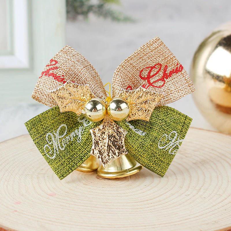 WTEMPO Christmas Mini Ribbon Bow Bell Ornaments Gift Boxes Decorations for Christmas Tree Wedding Birthday Mini Bowknot Bell Craft Presents