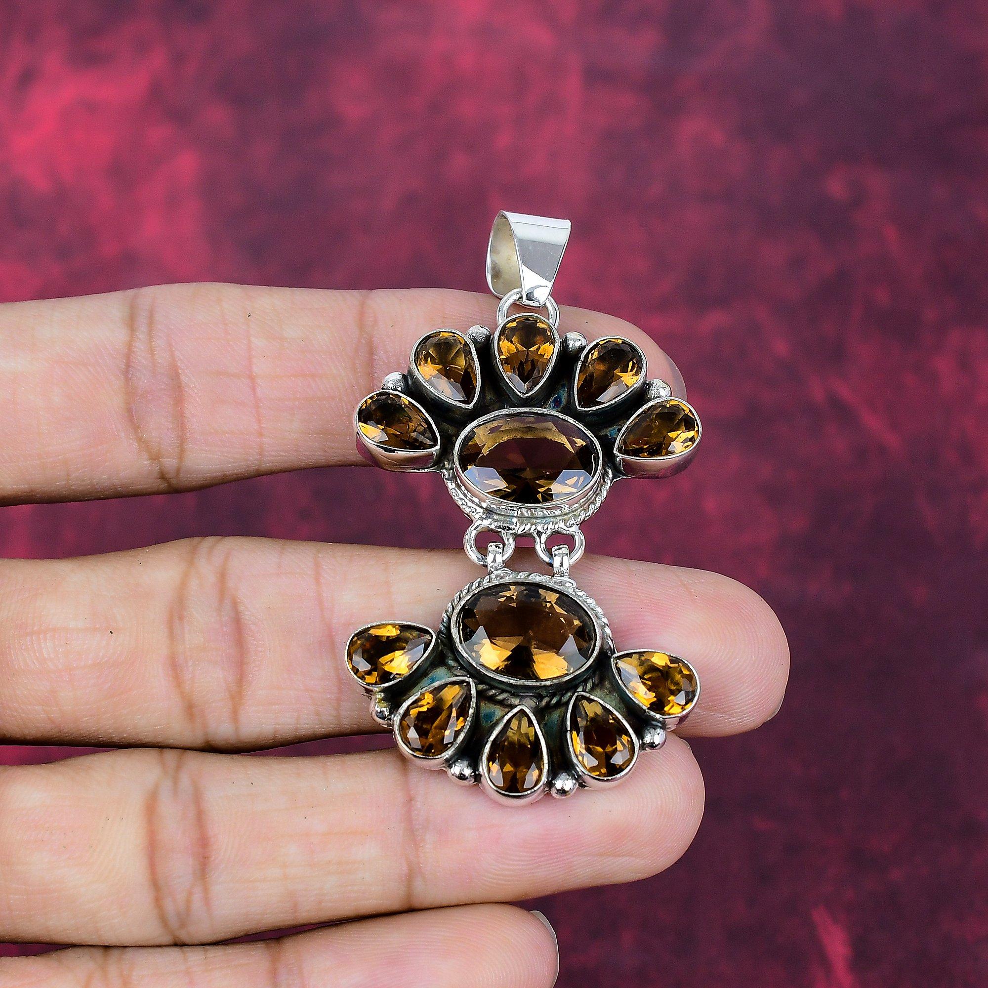 

Подвеска с дымчатым топазом ручной работы, подвеска из стерлингового серебра 925 пробы, антикварное украшение, для подарка на помолвку 2.44 Inches коричневый