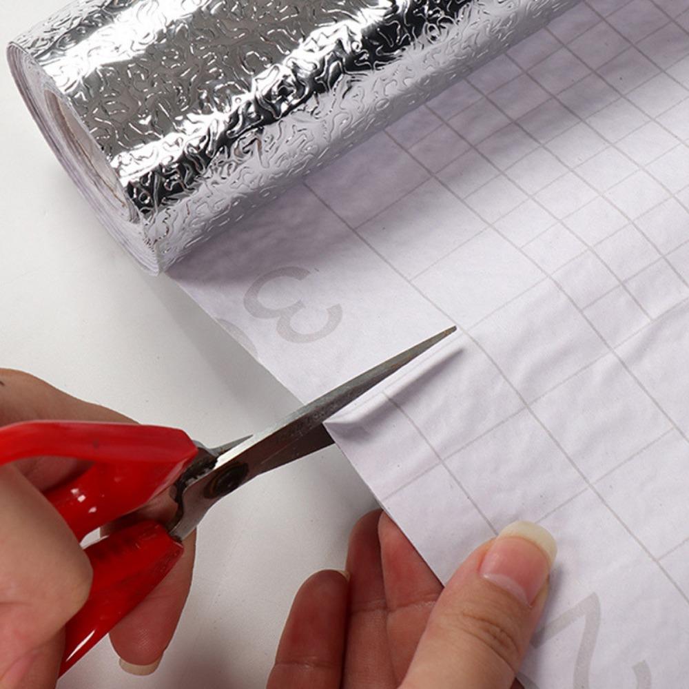 Aluminiumfolie Papier Küche Ölbeständige Folie Herd Wasserdicht Feuchtigkeitsbeständig Selbstklebende Tapete Arbeitsplatte Schrank Renovierung Fliesenaufkleber