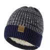 Men's Winter Thickened Warm Knit Hat - Velvet-Lined Wool Black Hat for Boys