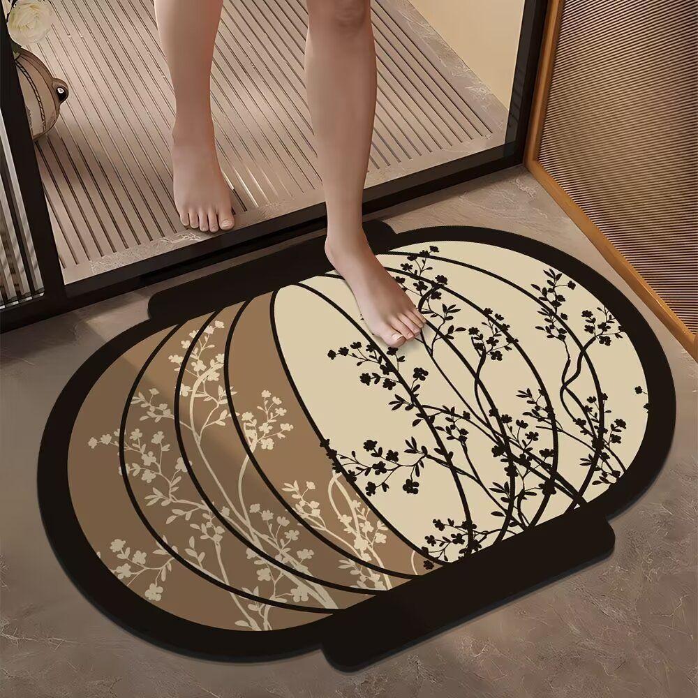 Bathroom door mat New Chinese style diatom mud suction toilet foot mat Entry door Lantern floor mat