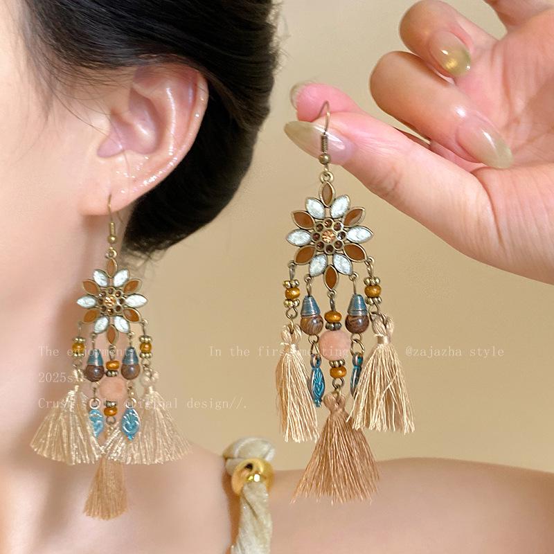 

Винтажные серьги-пусеты из тигрового глаза янтарно-коричневого цвета - Элегантные осенне-зимние украшения