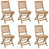 Folding Garden Chairs Set of 6 with Cushions Acacia Wood