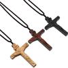 Jesus Cross Wooden Necklace,Wood Cross Necklace,Christian Catholic Jesus Crucifix Necklace for Men Women