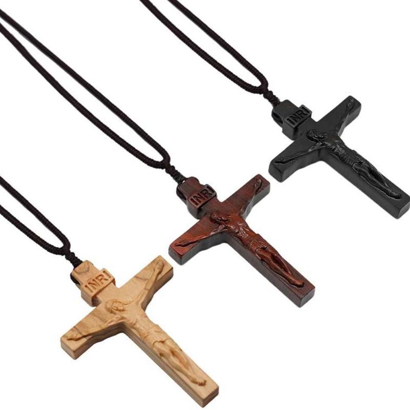 Jesus Cross Tre Halskjede, Tre Cross Halskjede, Kristen Katolsk Jesus Crucifix Halskjede for menn kvinner