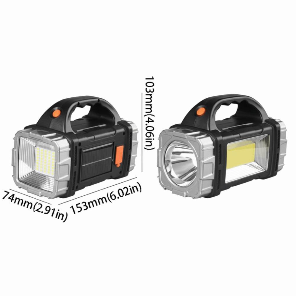 Solar Rechargeable LED Flashlight USB Rechargeable Portable Searchlight  Emergency Use