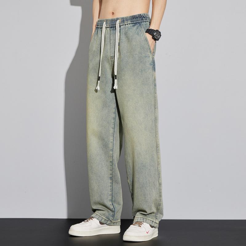 2024 Spring New American Retro Jeans Men'S Straight Tube Loose Trendy Brand High Street Casual Wide Leg Long Pants