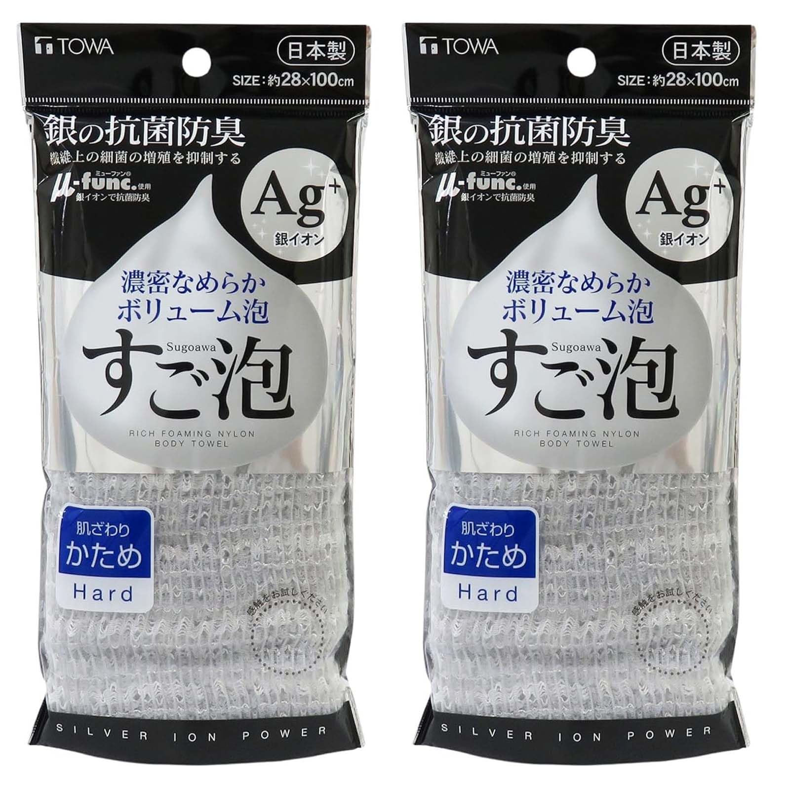 

Towa Sangyo Body Super Silver Нейлоновый набор из 28 x 100 Сделано в Сером Полотенце, Пена, Антибактериальный, Полотенце, Жесткий, 2, Прибл.. см, Япония,