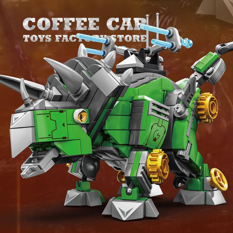 Non-Toxic Creative T-Rex Bricks Puzzle Toys Moc Mech Dragon Building Kit 3D Dinosaur Block Triceratops Robot Model Gift For Kids Adult New