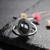 CopperRing for Women 8*10mm Oval Round Natural Black Agate Ring Gift Sun Shaped Retro Luxury Fine Jewelry