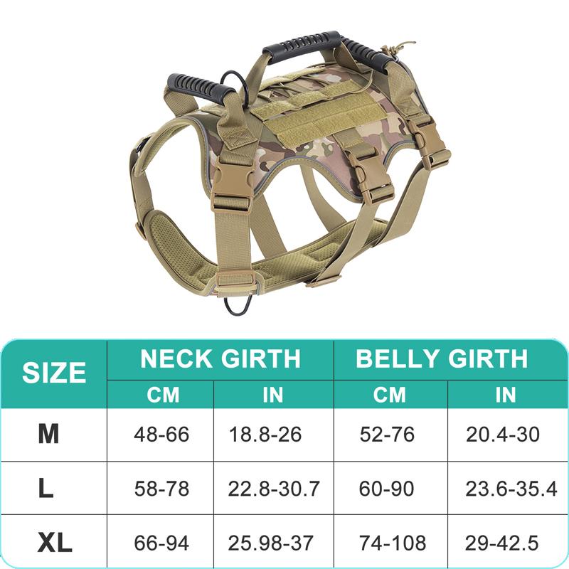 Heavy Duty Tactical Reflective Military Dog Harness Vest For Large Dogs Working Dogs With Handle Easy Control Adjustable Harness