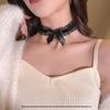 Lolita Camellia Choker Necklace for Women - Dark Clavicle Chain, Maid Style Neckband Collar