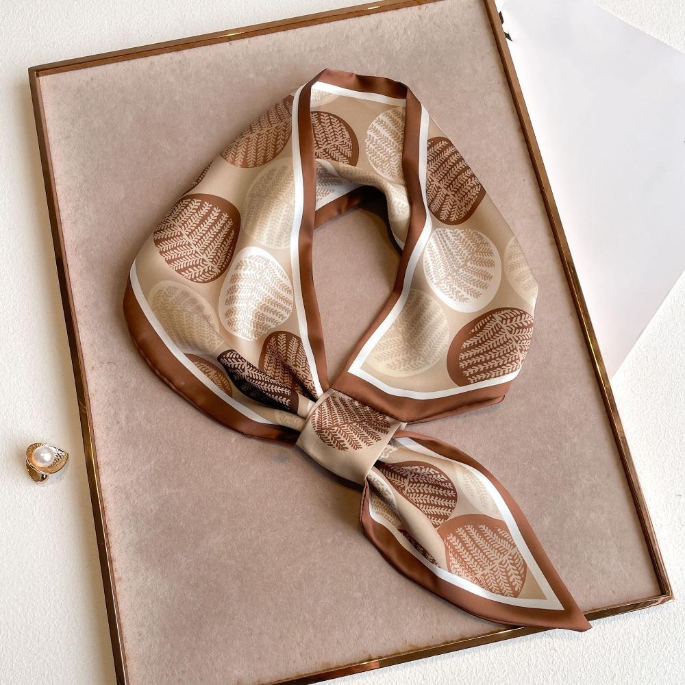 Multi-functional Women Silk Scarf Flower Print Ladies Neck Tie New Satin Silk Ribbons  Summer