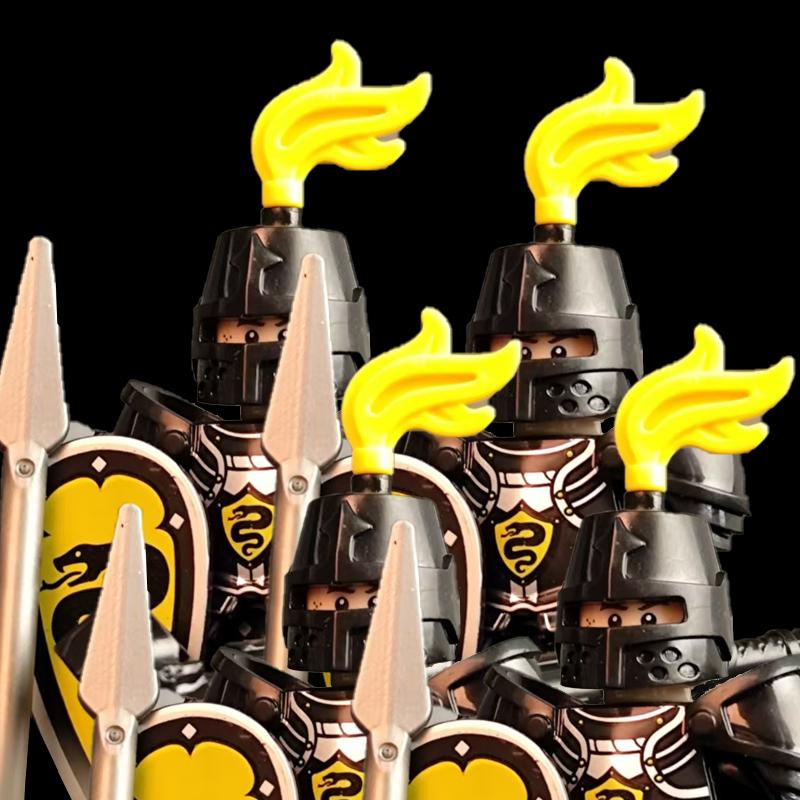 Medieval Soldier Knight Figure MOC Building Block Green Dragon Castle Infantry Orcs Pirate Roman Cavalry Weapons Toys Gifts D122