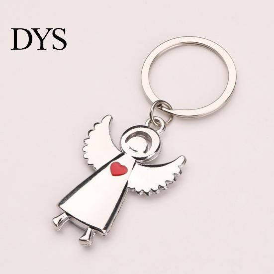 Zinc Alloy Key Holder Angel Keychain for Women Men, Love Heart Car Ring Ring, Handbags Charm Decorative Accessories
