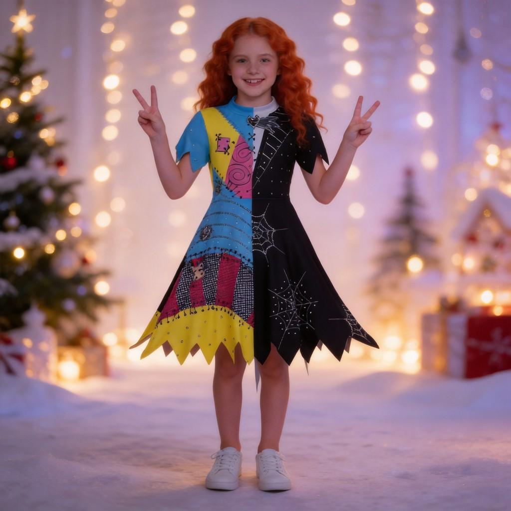 The Nightmare Before Christmas Sally Jack Cosplay Dress For Kids Halloween Role Play