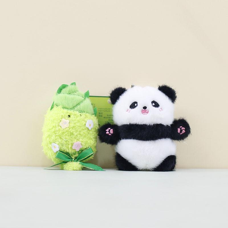 Cartoon Plush Adorable Bamboo Shoot Panda Keychain Cute Gift For Couples Friends And
