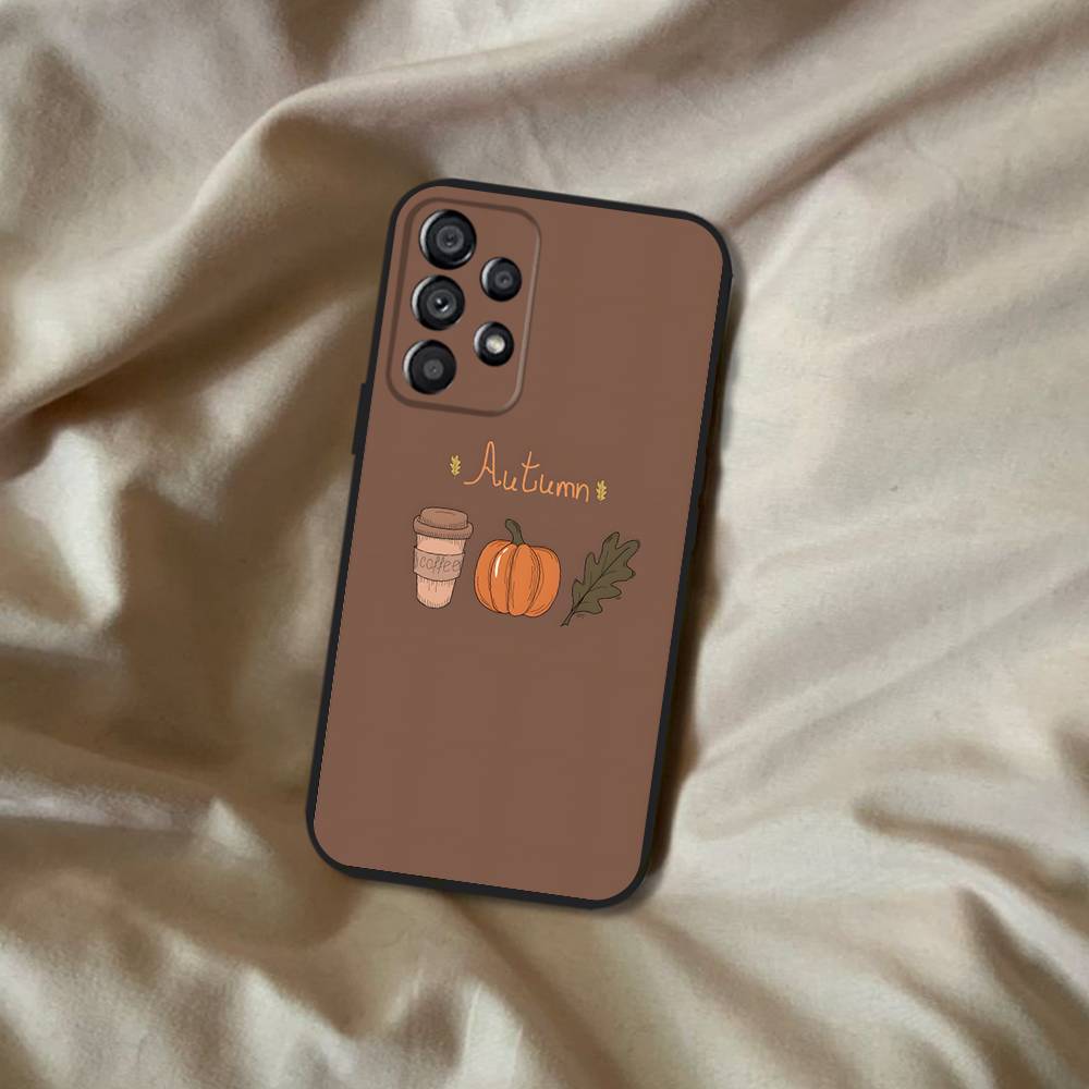 Autumn Leaves Pumpkin Phone Case For Samsung Galaxy A20,A21s,A22,A31,A32,A52,A53,A72,73,A80 Soft Black Cover