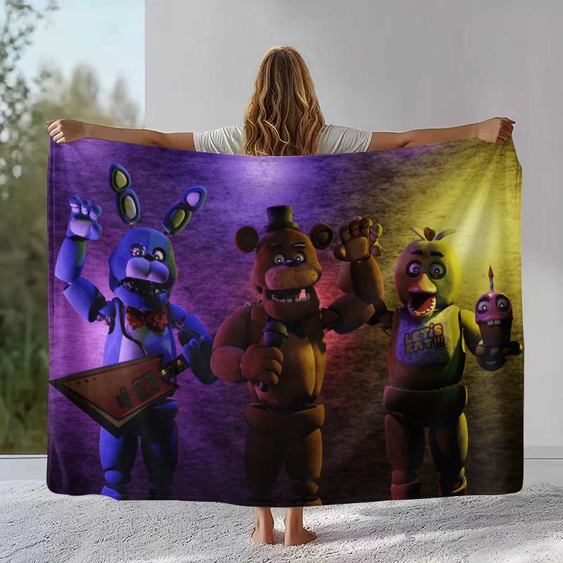 

Horror Freddy F-FNAF Games Flannel Blanket,Ultra Soft Warm Plush Throw for Home Bedroom Bed Sofa Cover Office Camping Picnic 75x90cm