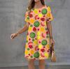 Fashion 3D Print Summer Dress Loose Casual Short Sleeve O-Neck Mini Dress