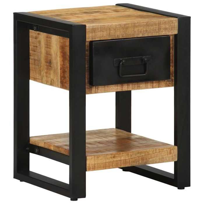 VidaXL Bedside Table 35x34x45 Cm Solid Raw Mango Wood, Bedside Cabinet, Bed Cabinet, Side Table for 4013567