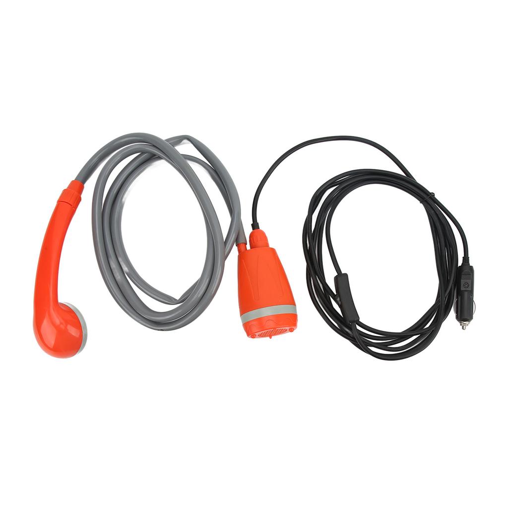 Outdoor Pump Shower Head Portable Handheld 3.5L min Cigarette Lighter Adapter for Camping Hiking Car Washing