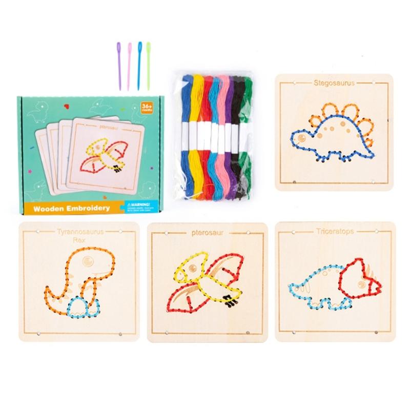 Educational Wood Lacing Toy Embroidery Lacing Board Sensory Toy For Kids Toddler Preschooler Boy Girl Birthday Present