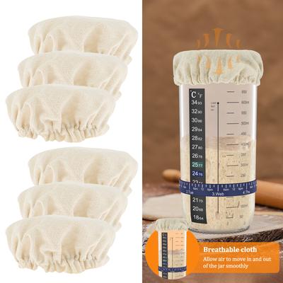6/7Pcs Sourdough Starter Jar Covers Elastic Cloth Sourdough Fermentation Jar Lid Cover Breathable Jar Cover for Kitchen Baking