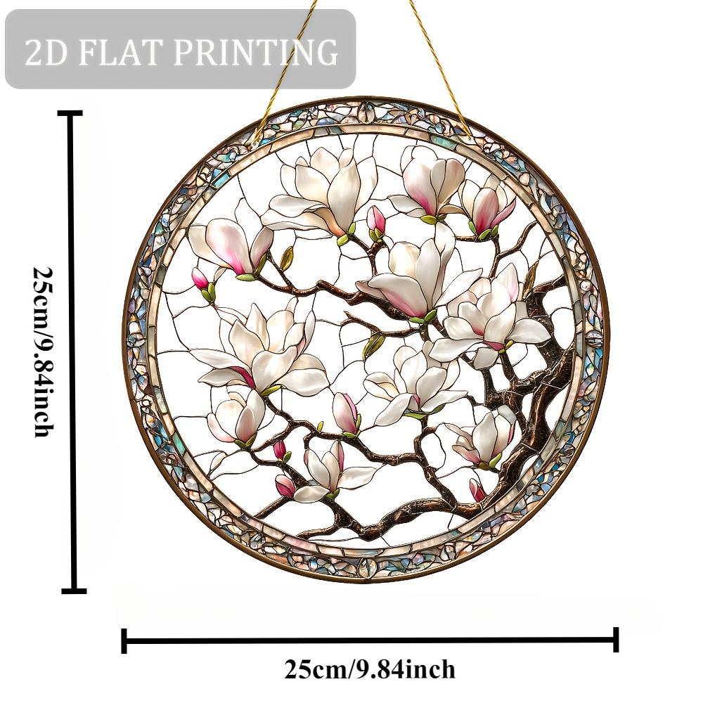 Grădină cu glicină albă, acrilic plat 2D, pandantiv decorativ, potrivit pentru living, birou, cadouri, petreceri, Crăciun, Halloween