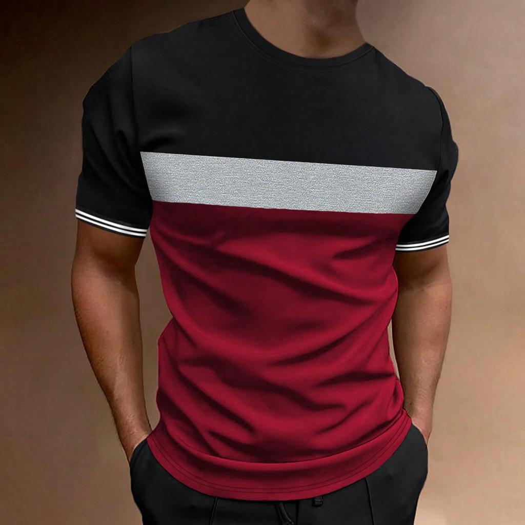 Luxury Brand T-Shirt 2024 Men'S Spring And Summer Leisure Sports Breathable Comfortable Beach Wind Stitched Stripe Color