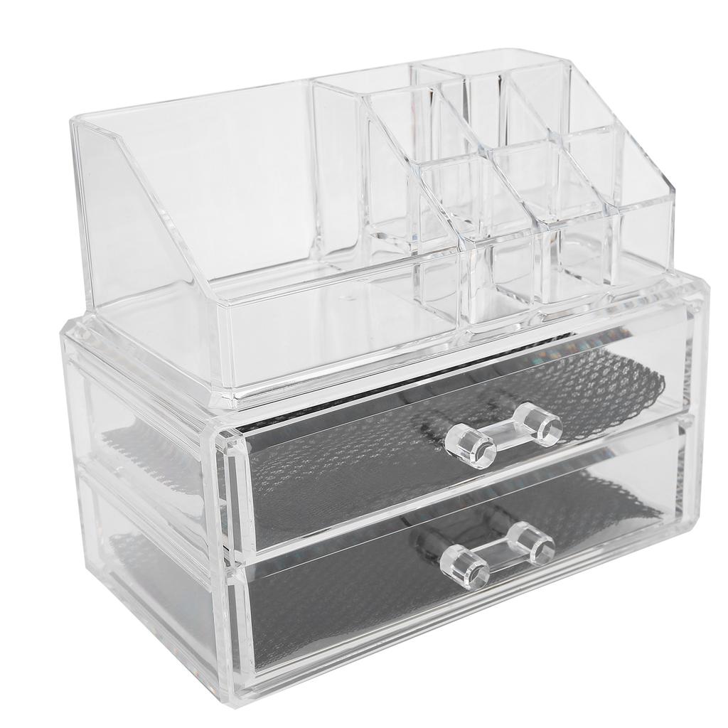 Transparent Makeup Storage Box Set TwoTier Box Jewelry Lipstick Organizer Display Holder
