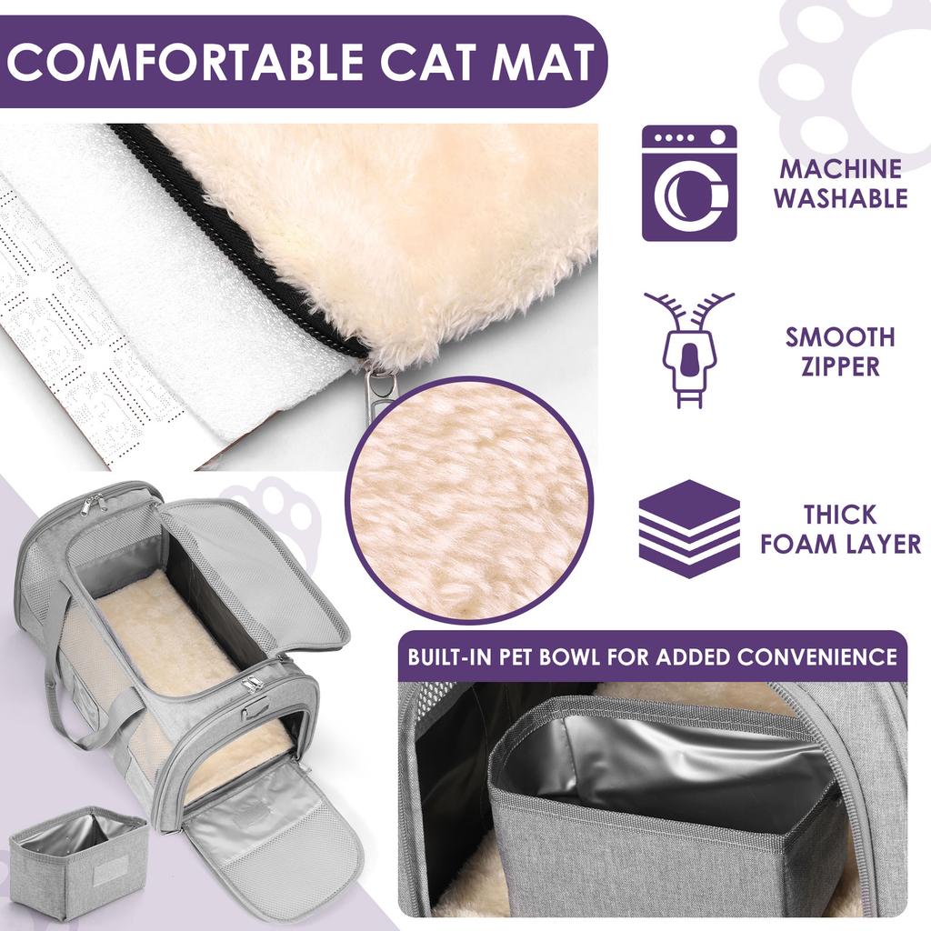 Cat Carrier Bag Oxford Cloth Foldable Pet Carrier Cage Breathable Carrier Portable Dog Crate Bag with Food Bowl Shoulder Strap