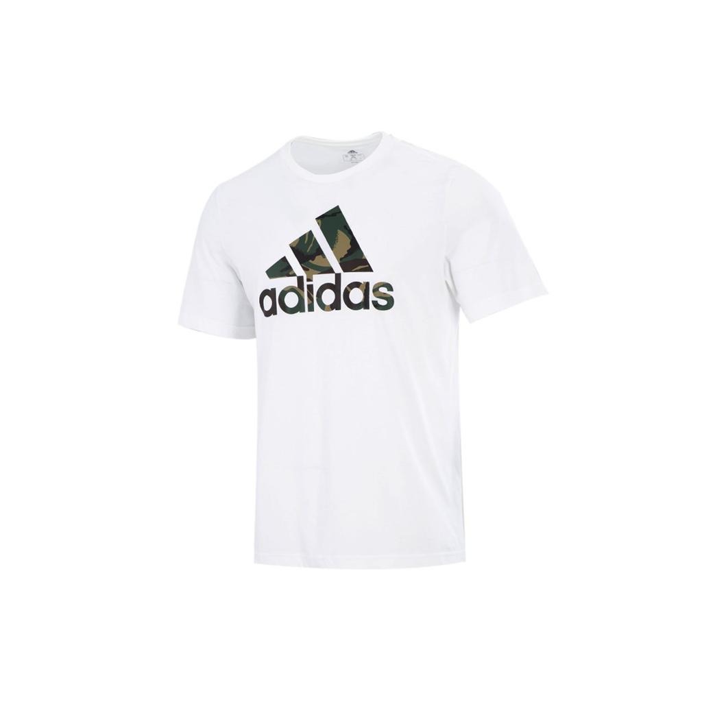 Adidas T Shirts Men's White Crew Neck Moderate Straight Fit GV5237
