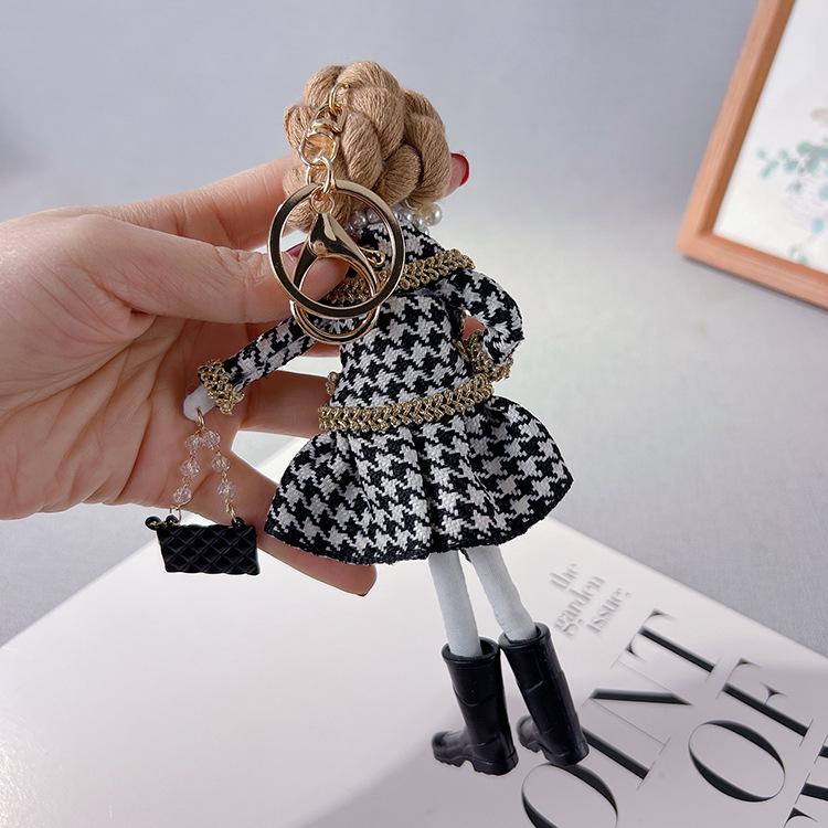 Korean Style Crossbody Bag with Girl Doll Clothes Set Keychain - Fashion Charm Gift