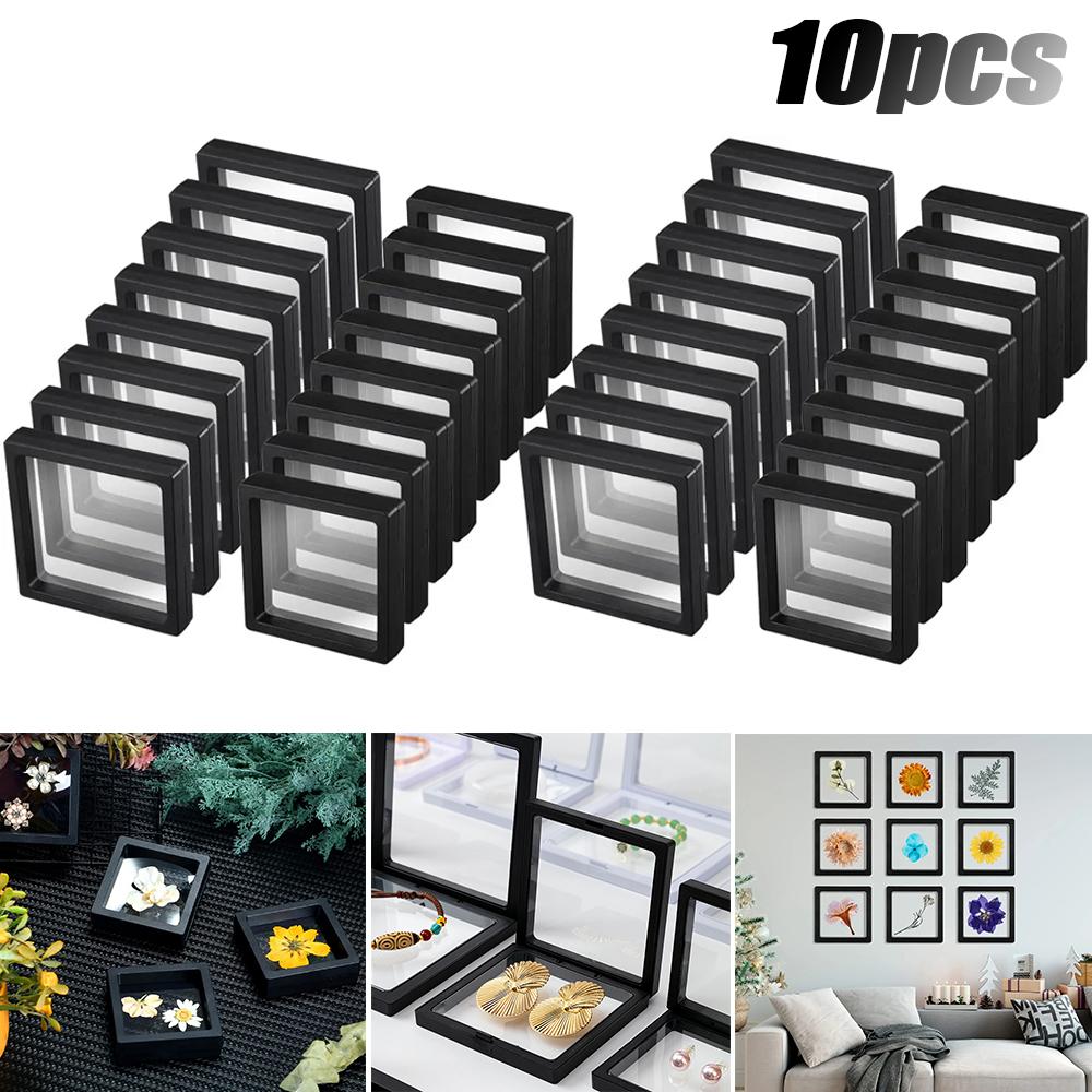 10 pièces/set Présentoirs Cadre Flottant 3D Film Mince Transparent PE Boîte d'Affichage Flottante Boîte de Rangement pour Bijoux Boîtes Organisatrices