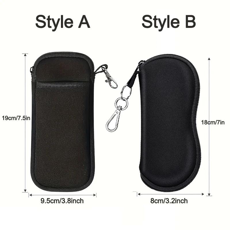 Portable Zipper Soft Glasses Case With Carabiner Sunglasses Case Zipper Eyeglass Pouch Glasses Protective Shell Bag 2 Style