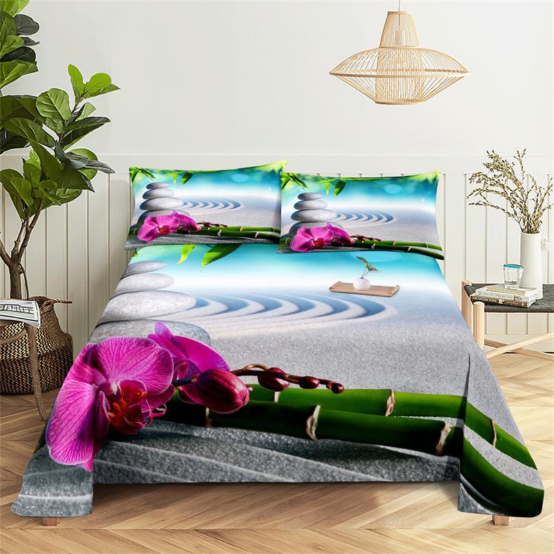 Bedroom Sheet Set Gorgeous Flowers Digital Printing Bedding Sheet Pillow Case Bedding Fashion Exquisite Printing Sheet
