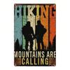 Vintage Mountains Calling Metal Wall Sign Rustic 8x12 Inch Iron Plaque Hiker Silhouette Outdoor Cabin Decor